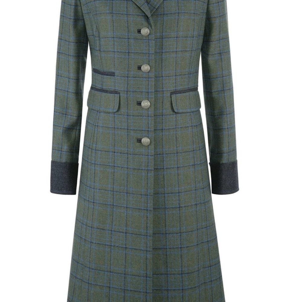 Dubarry of Ireland Green and Blue Tweed Trench Coat